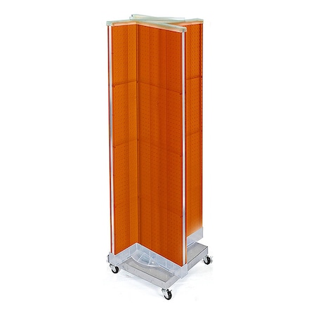 Azar Displays Pinwheel Pegboard Floor Display on Revolving Wheeled Base. Spinner Rack Stand. 700422-ORG